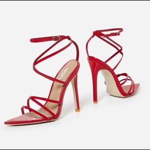 Red Strappy Heels by Ego Shoes